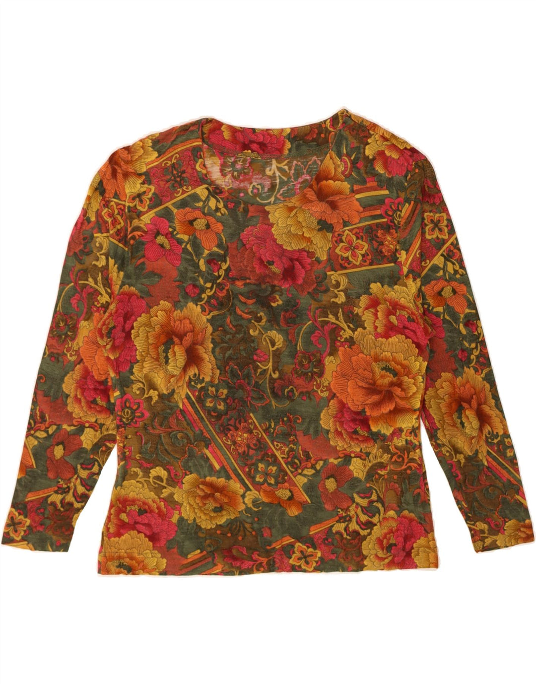VINTAGE Top pentru femei cu mânecă lungă UK 12 Medium Multicolor