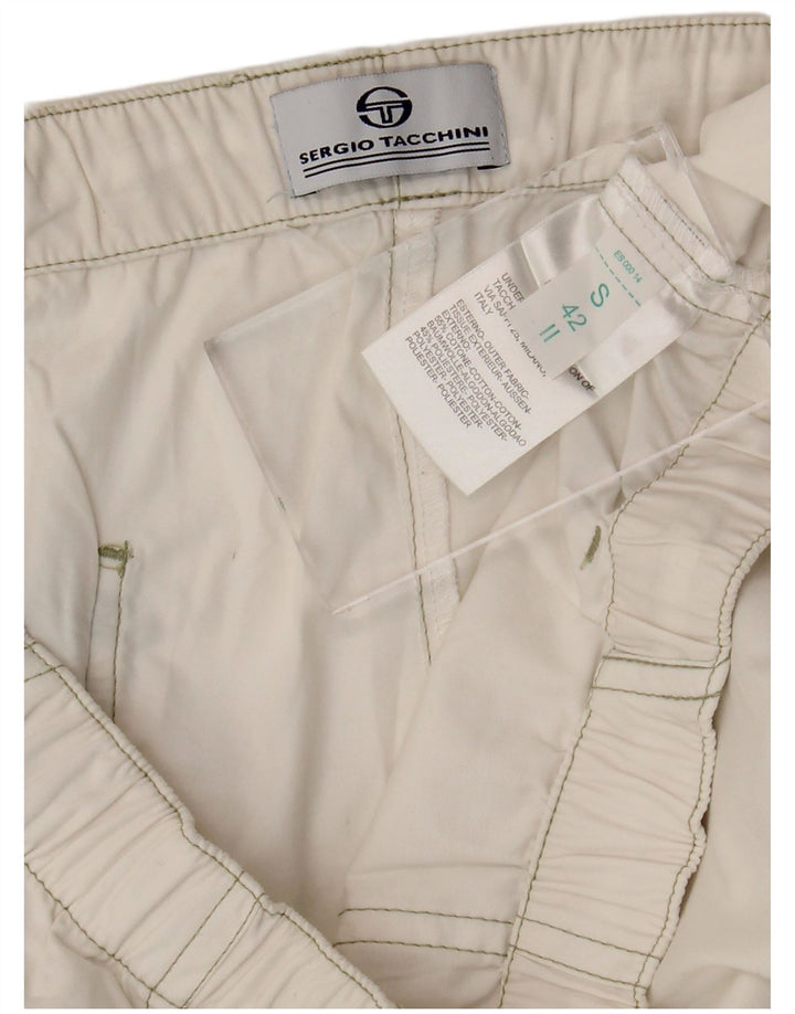 Sergio Tacchini Pantaloni Cargo Capri pentru femei Mici W27 L20 Bumbac alb