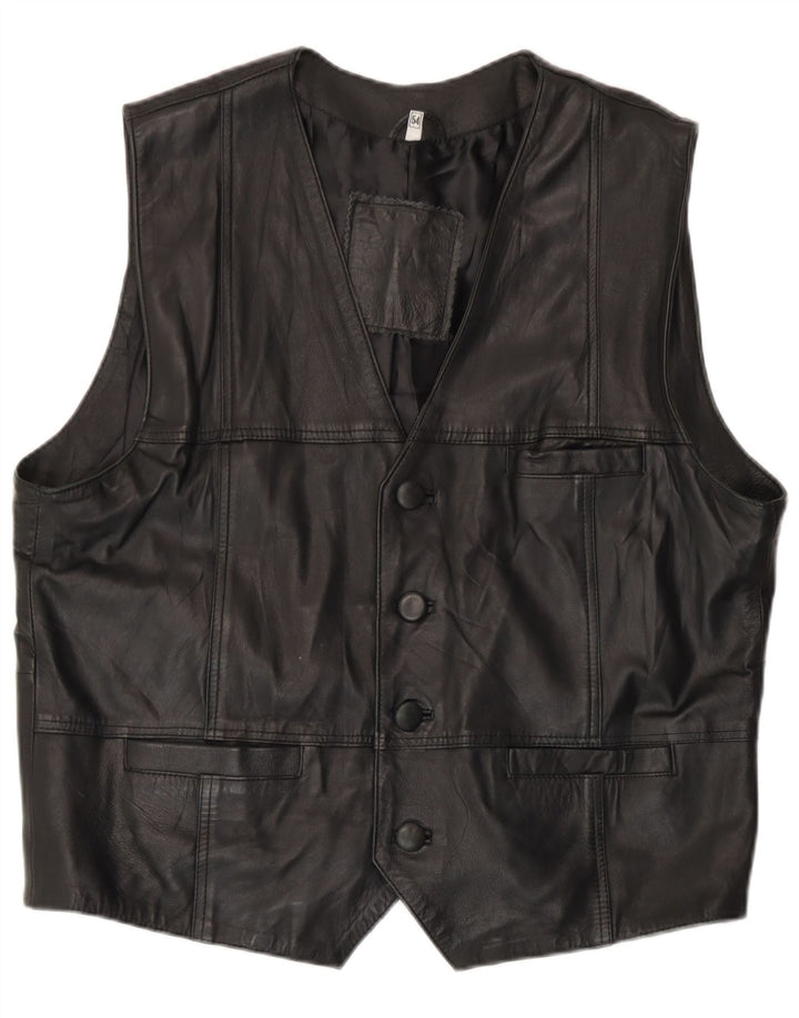 Vestă din piele vintage pentru bărbați EU 54 XL din piele neagră