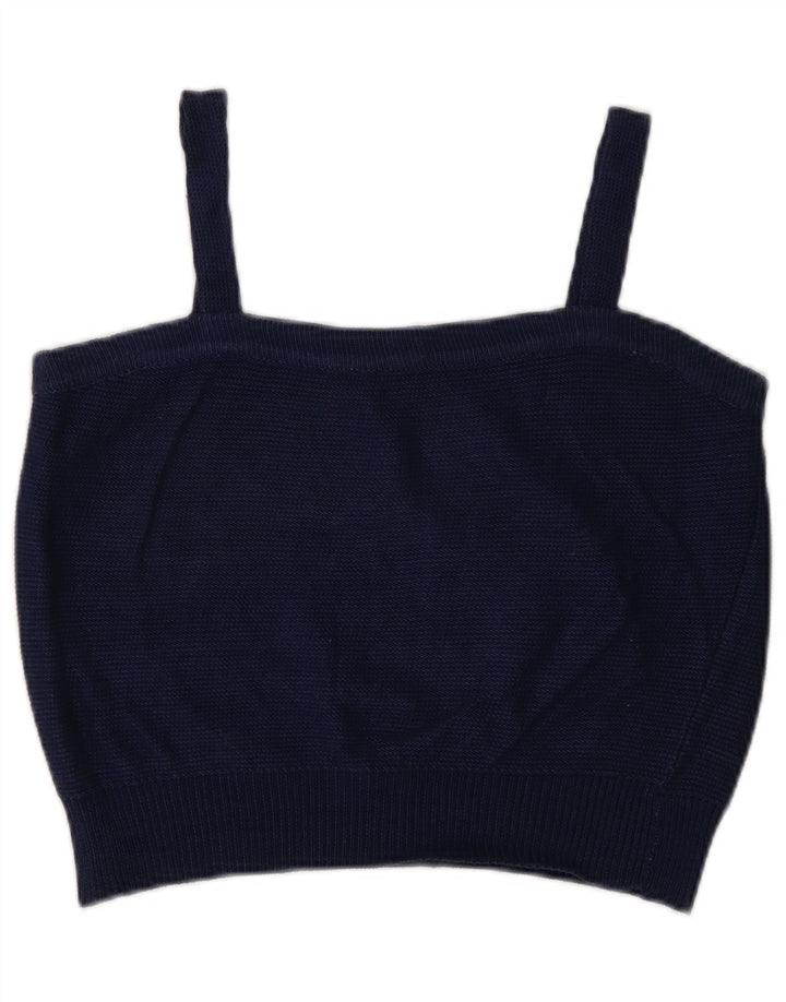 Vintage Crop Cami Top pentru femei UK 14 Medium Bleumarin