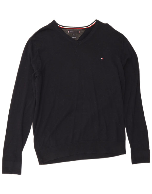Pulover pentru bărbați Tommy Hilfiger, cu decolteu în V, XL, bumbac bleumarin