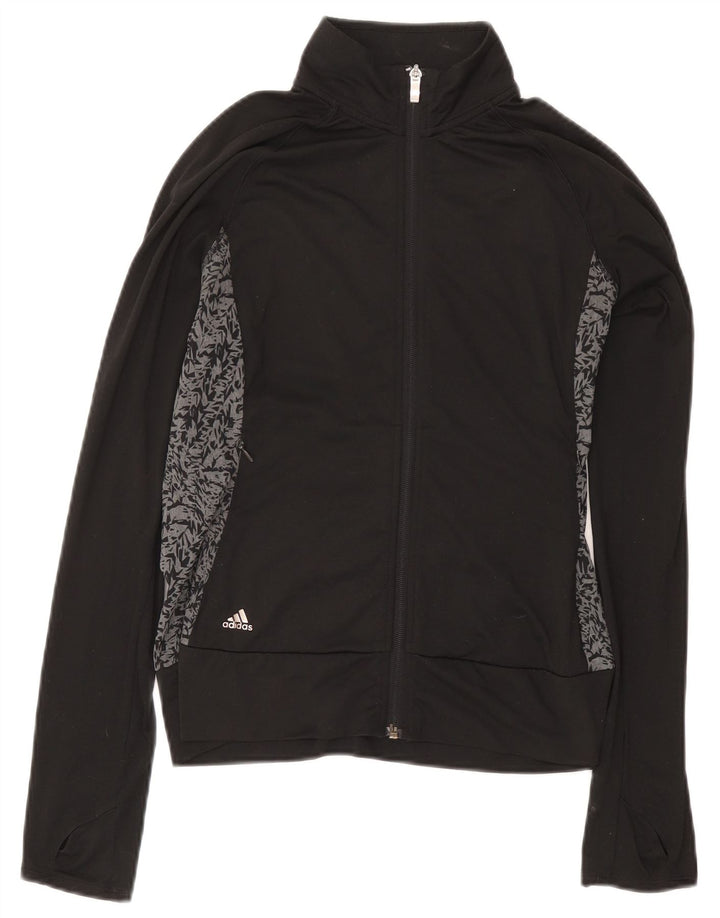 Jachetă de top pentru trening Adidas pentru femei cu model abstract, UK 10 Small Black