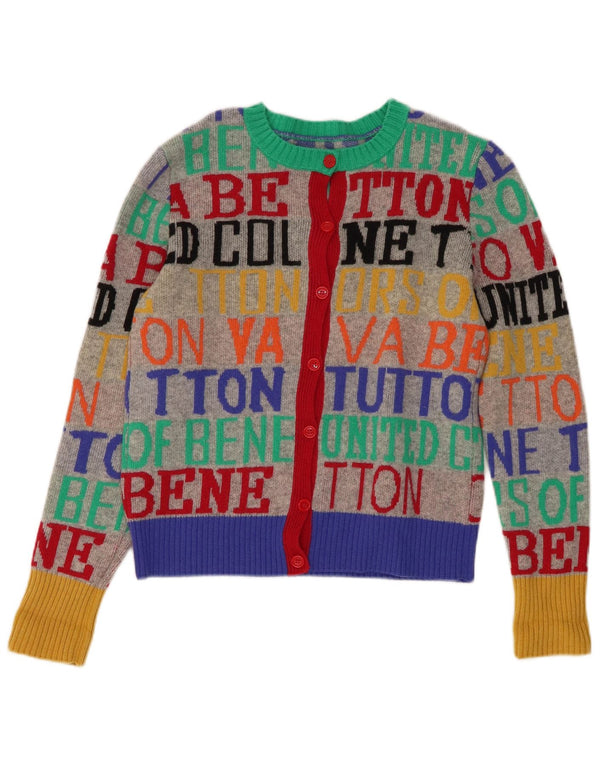 Benetton Womens Loose Fit Graphic Cardigan Sweater UK 6 XS Multicoloured