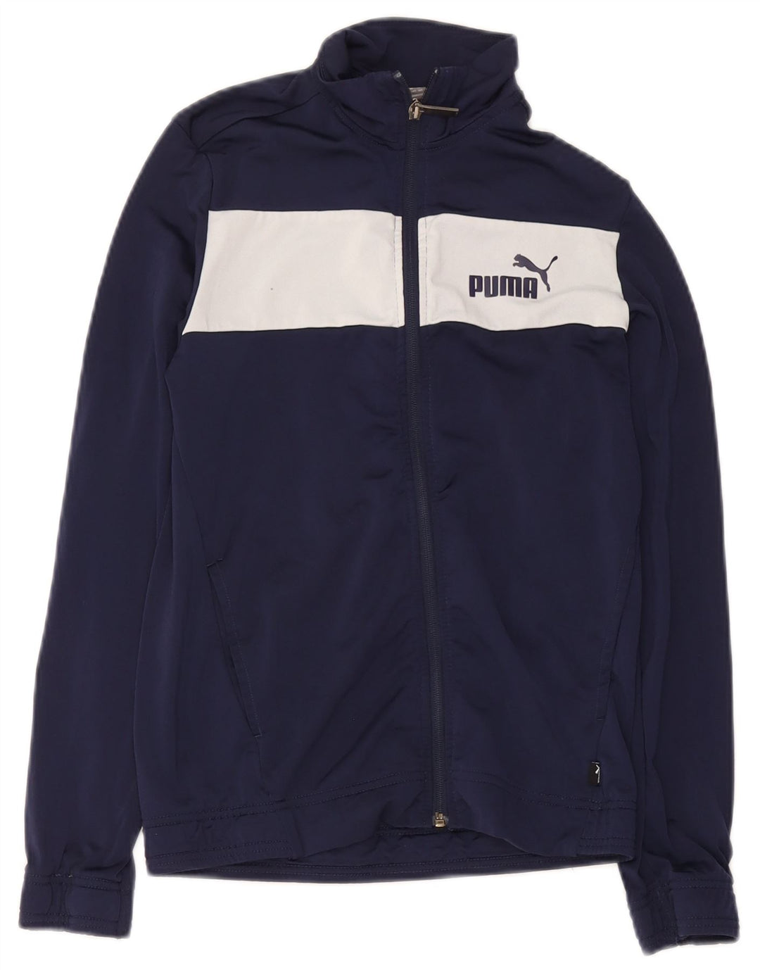Jachetă de trening Puma pentru băieți 13-14 ani, albastru bleumarin, poliester color bloc