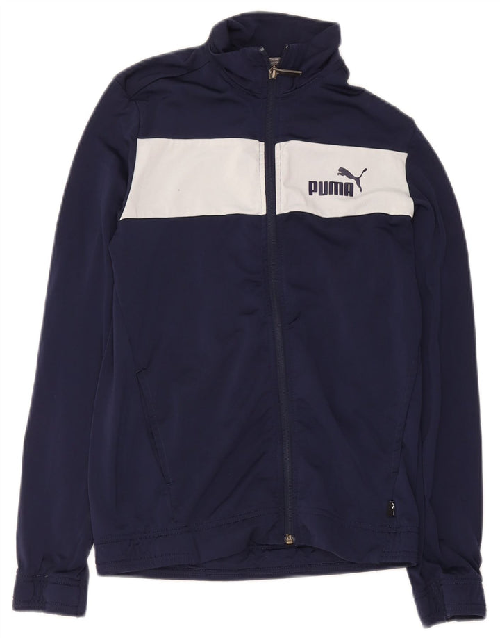 Jachetă de trening Puma pentru băieți 13-14 ani, albastru bleumarin, poliester color bloc