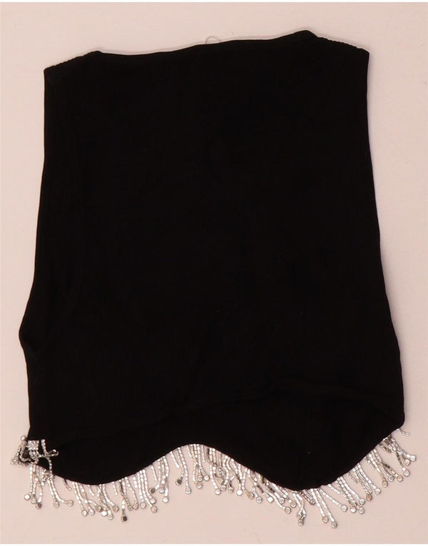 Bluză Crop fără mâneci pentru femei Zara UK 4 XS Nylon negru