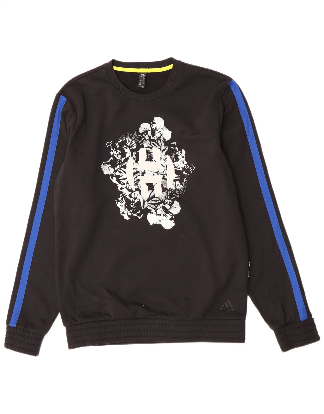 Hanorac grafic pentru bărbați Adidas Pulover mediu negru poliester bloc de culoare