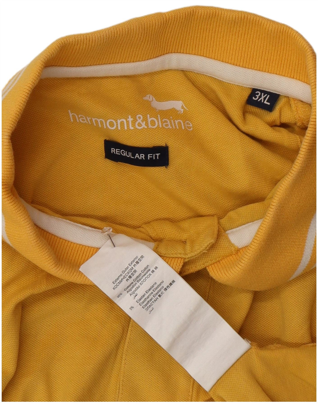 Tricou polo Harmont & Blaine pentru bărbați, bumbac galben, 3XL