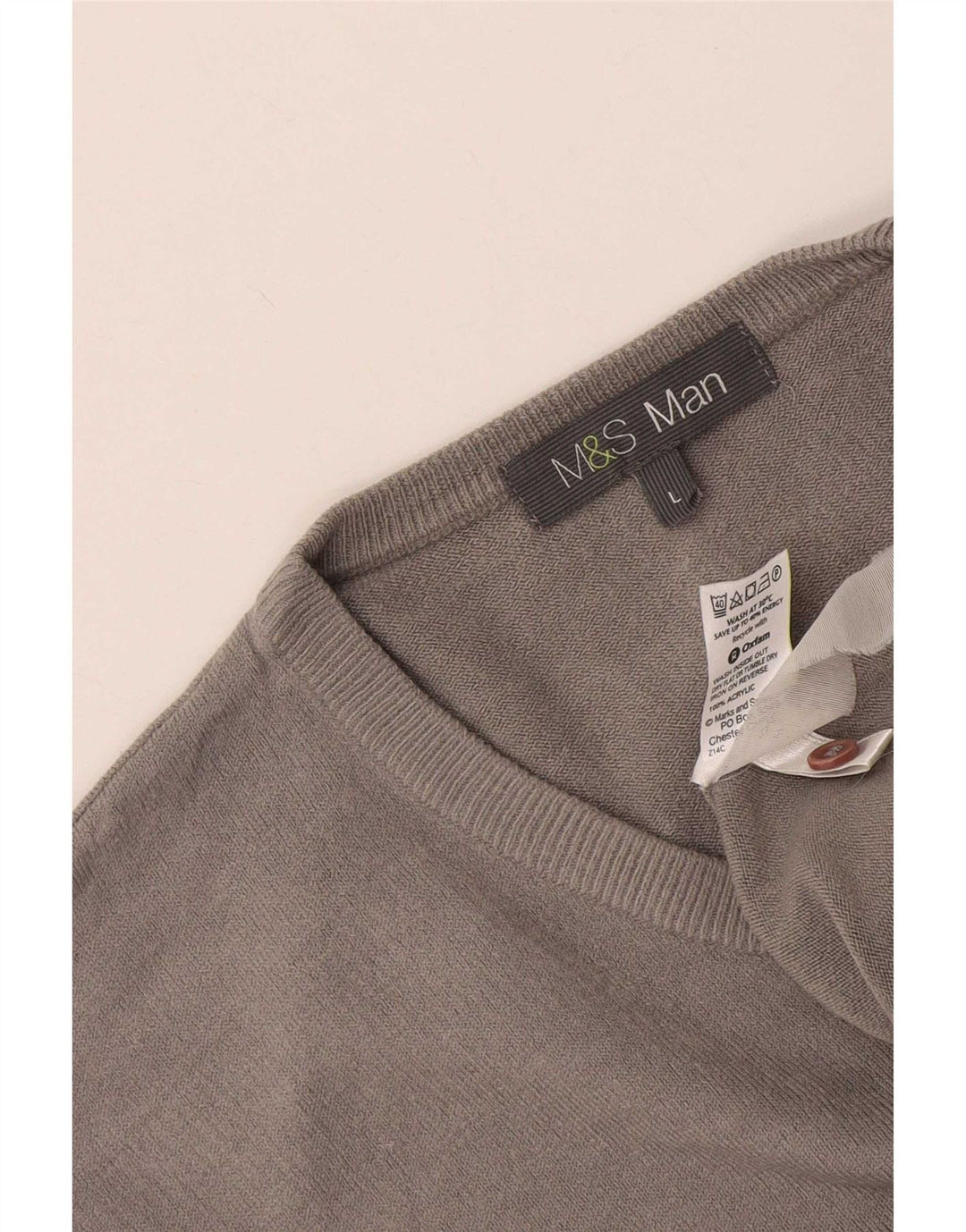 Pulover pentru bărbați Marks & Spencer, cu decolteu în V, mare, gri acrilic