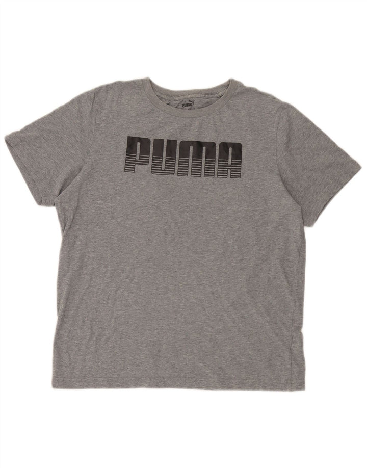 Tricou cu grafic Puma pentru bărbați Top din bumbac cu pete gri mediu