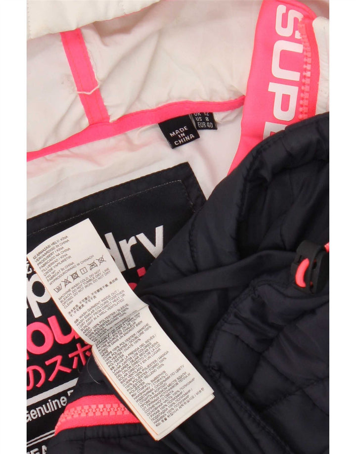 Jachetă căptușită cu glugă Superdry pentru femei UK 12 Medium Bleumarin Colorblock