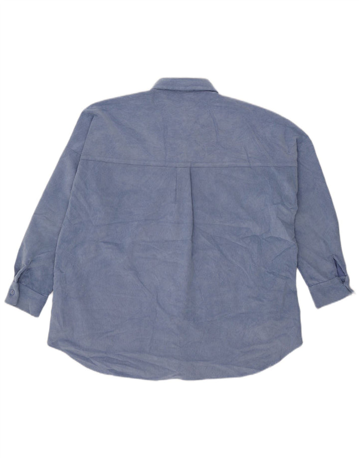 Cămașă oversize din velur pentru femei Zara UK 10 Poliester albastru mic