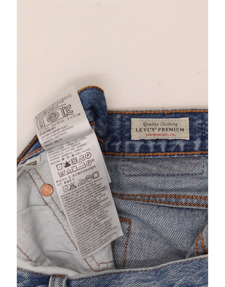 Pantaloni scurți Levi's pentru femei 501 din denim distressed W29, bumbac albastru mediu