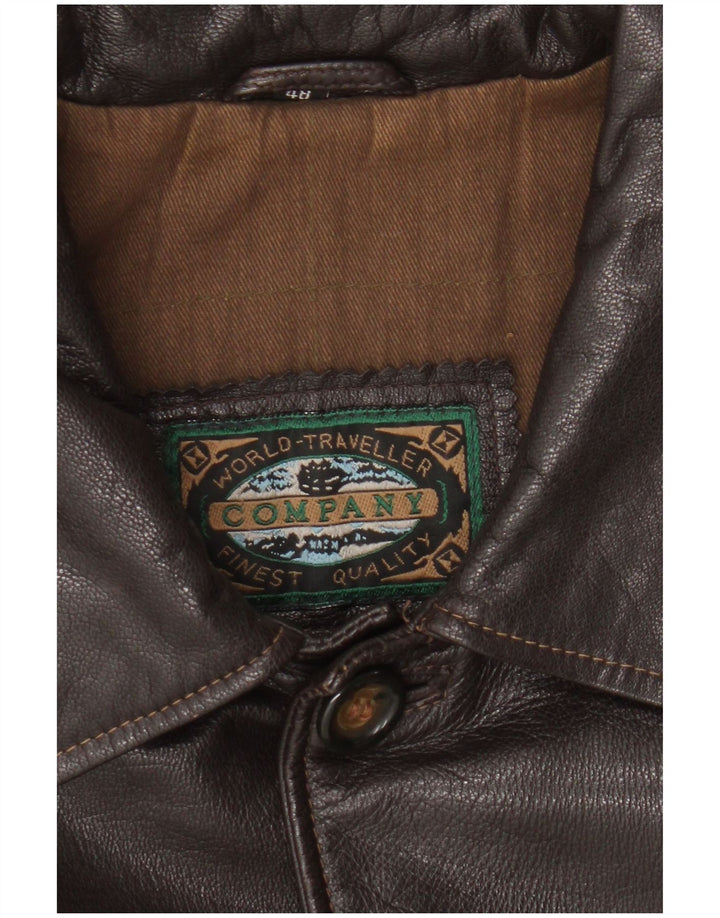 Geaca de piele vintage pentru barbati IT 48 piele maro medie