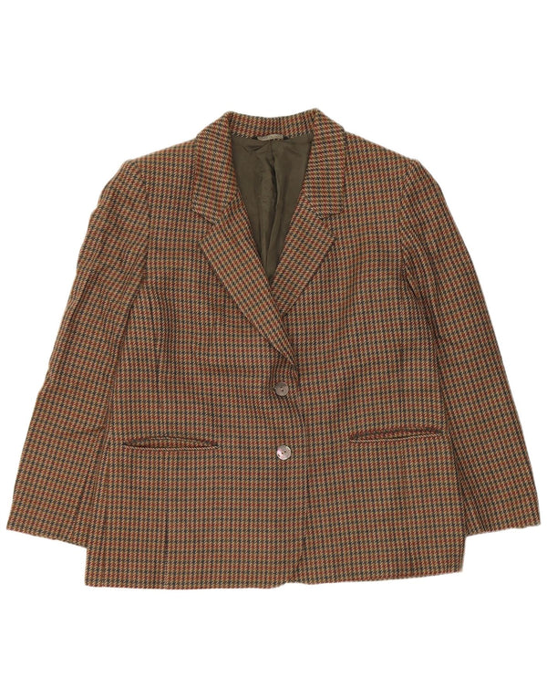 Jachetă vintage pentru femei cu 2 nasturi, UK 14, verde mediu Houndstooth