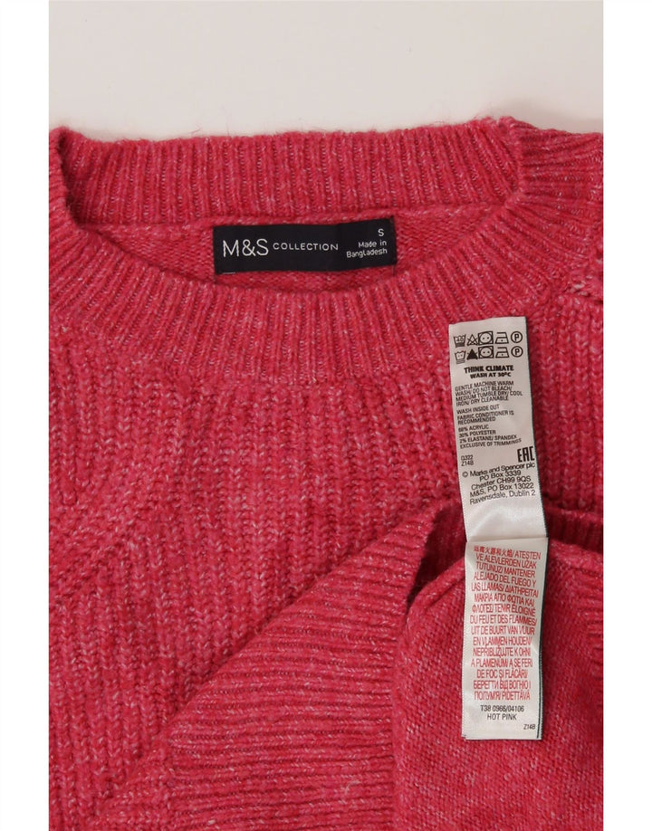 Pulover pentru femei Marks & Spencer cu decolteu rotund UK 10 mic roz acrilic