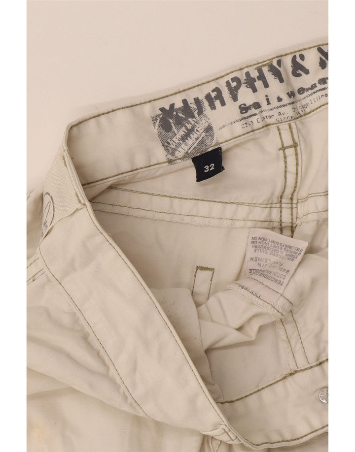 Pantaloni scurți cargo pentru bărbați Murphy & Nye W32 bumbac alb mediu