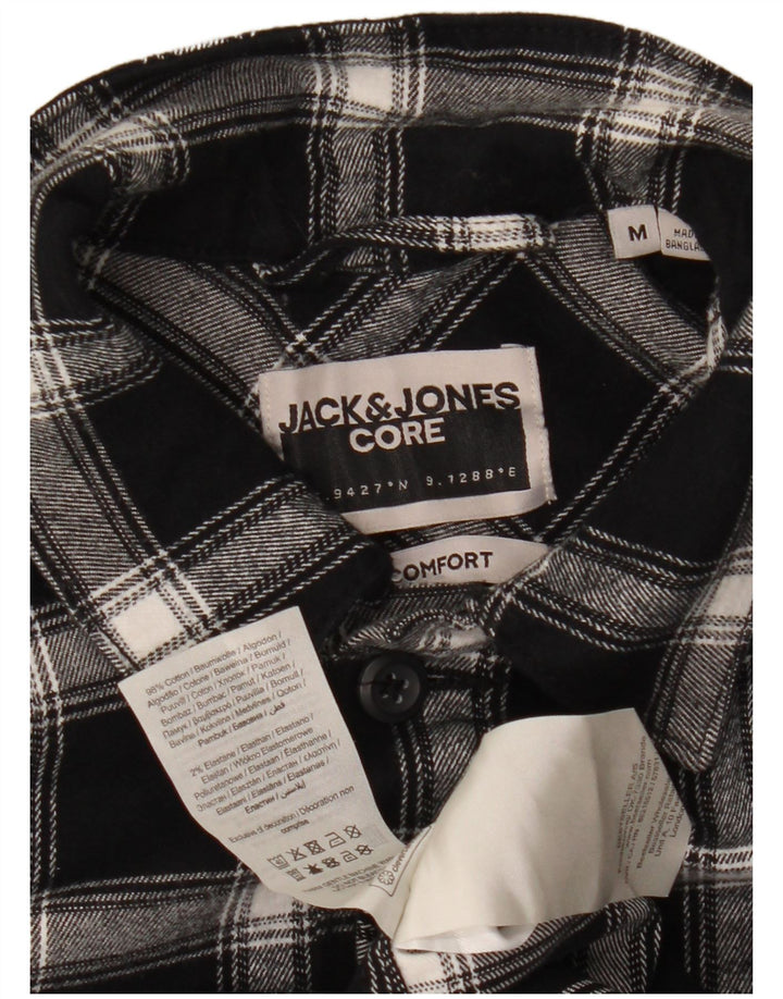 Cămașă Jack & Jones pentru bărbați, cu ajustare confortabilă, din flanel, din bumbac negru mediu