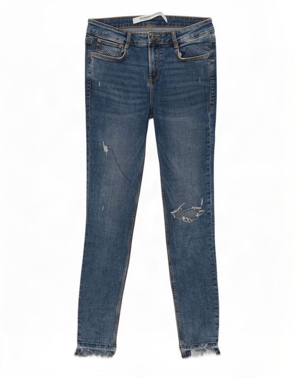 Blugi skinny distressed Trafaluc pentru femei Zara EU 40 Medium W30 L26 Albastru