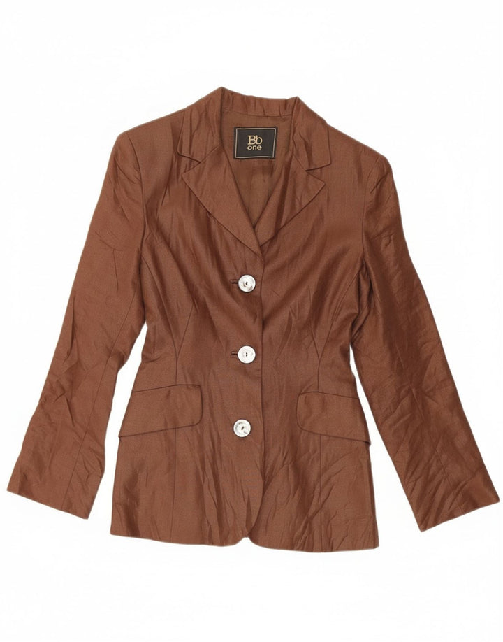 Blazer Vintage pentru femei cu 3 nasturi, UK 10, maro mic