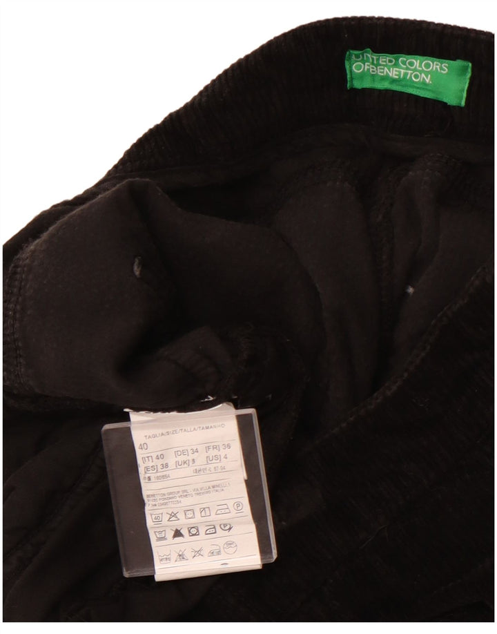 Pantaloni subțiri din catifea pentru femei BENETTON UK 8 Small W26 L27 bumbac negru