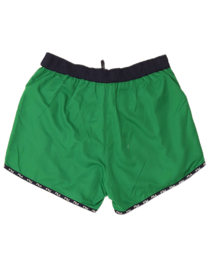 Pantaloni scurți de înot cu grafică Fila pentru bărbați, verde mediu, poliester color bloc