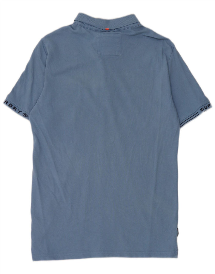 Tricou polo grafic pentru bărbați Superdry, bumbac albastru mediu