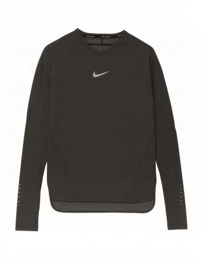 Top pentru bărbați Nike cu mânecă lungă, poliester cu dungi mici kaki