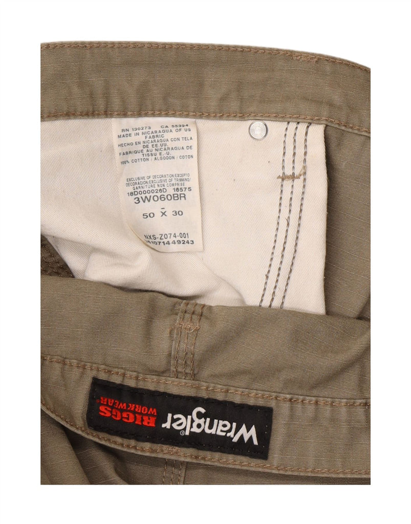 WRANGLER Mens Straight Cargo Trousers W50 L30 Khaki Cotton Vintage Wrangler and Second-Hand Wrangler from Messina Hembry 
