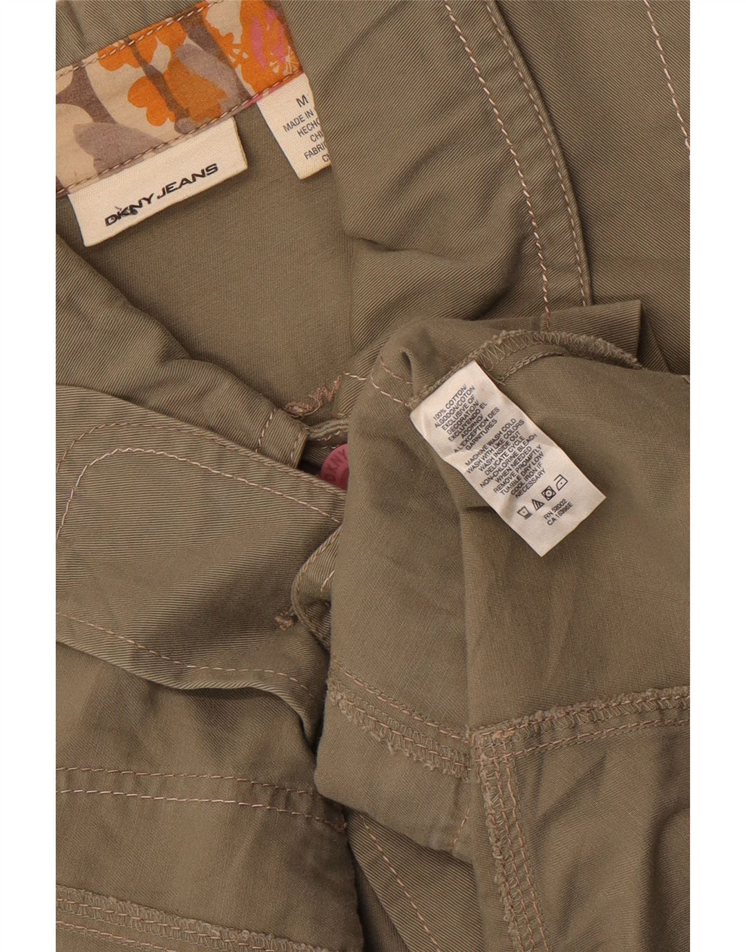Jachetă militară DKNY pentru femei cu mâneci 3/4 UK 14, bumbac kaki mediu