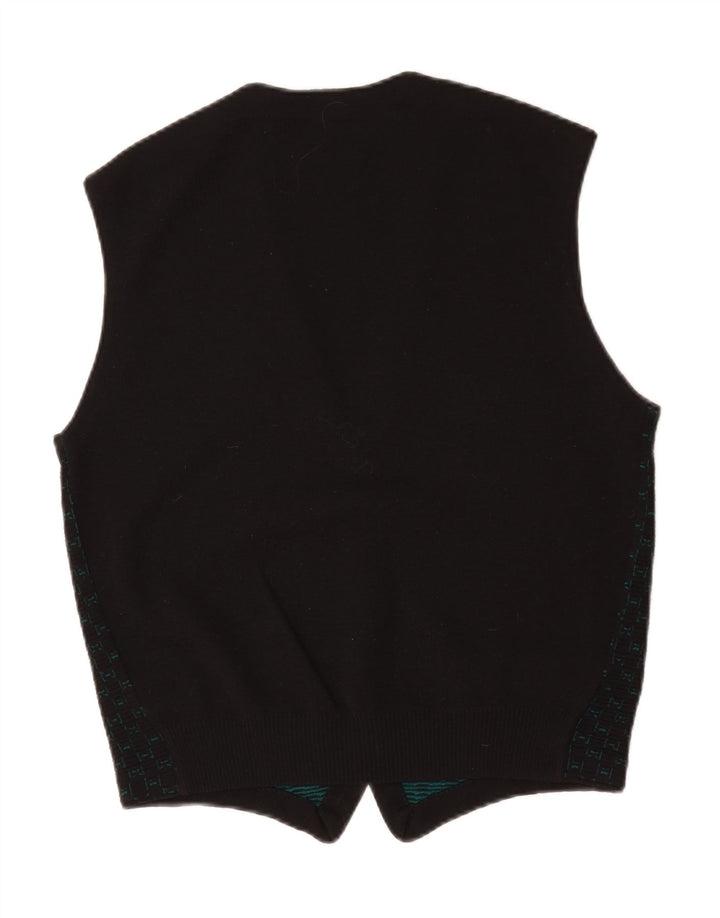 Pulover cardigan fără mâneci pentru bărbați Il Granchio, cu carouri mici, negru