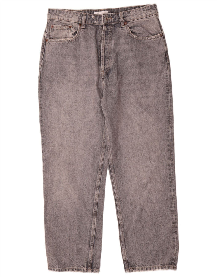 Blugi drepti pentru femei Zara EU 42 Large W32 L27 Gri