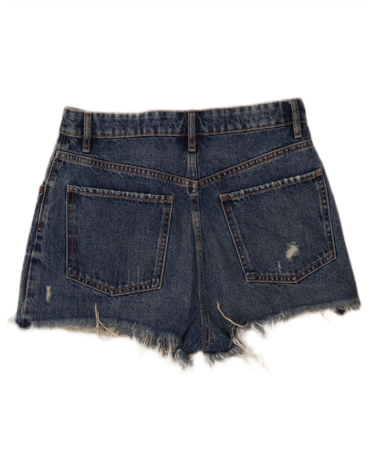 Pantaloni scurți din denim învechit pentru femei Zara EU 38 Mici W28 Albastru