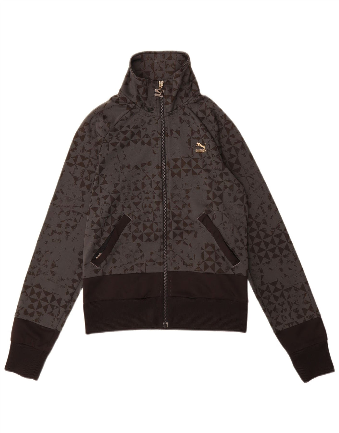 Jachetă de top pentru trening Puma pentru femei UK 10 Small Gri Geometric Poliester