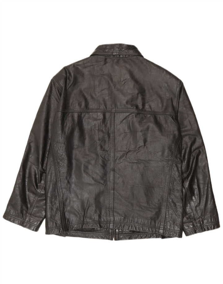Jachetă de piele vintage pentru bărbați UK 36 Small Black