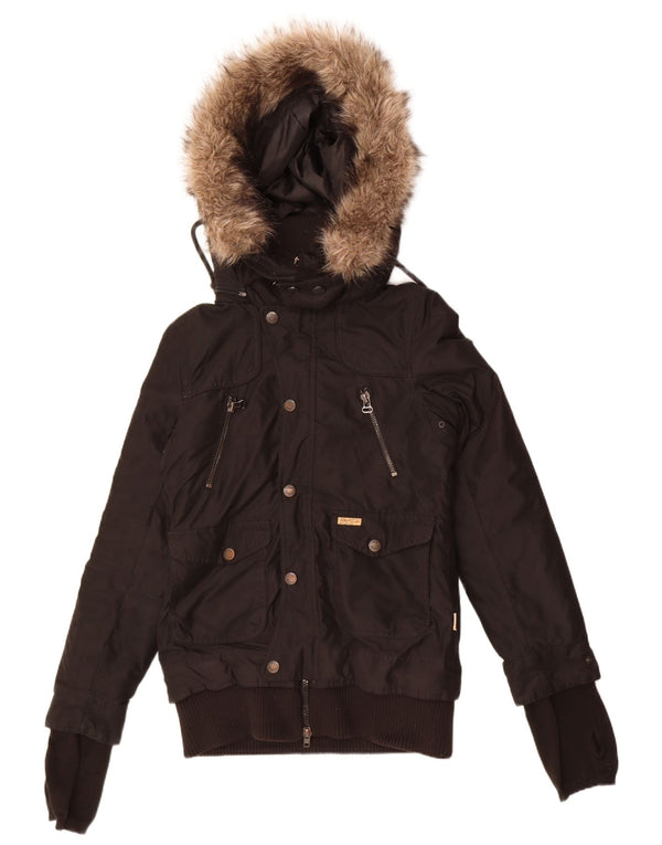 Jachetă bomber cu glugă pentru femei KHUJO UK 14 Poliester mediu negru