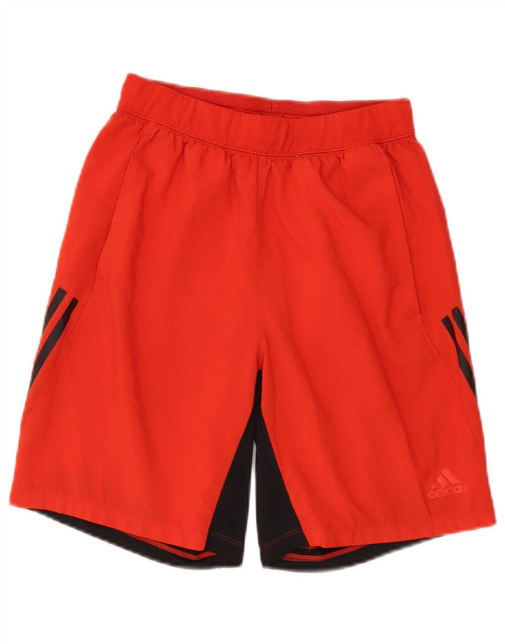Pantaloni scurți sport pentru bărbați Adidas Climalite, roșu, poliester color bloc