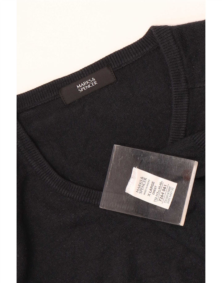 Pulover pentru bărbați Marks & Spencer, cu decolteu în V, XL, acrilic, albastru bleumarin
