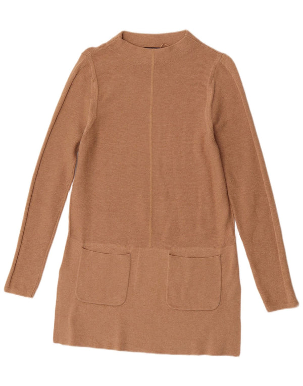 Rochie pulover cu mânecă lungă pentru femei Marks & Spencer UK 10 mic bumbac bej