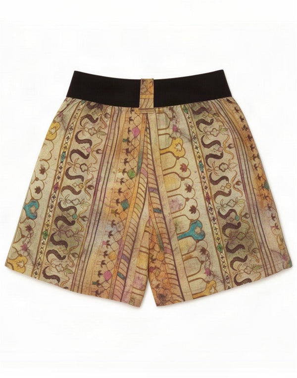 Vintage Womens Abstract Pattern Casual Shorts Medium W28 Beige Bumbac