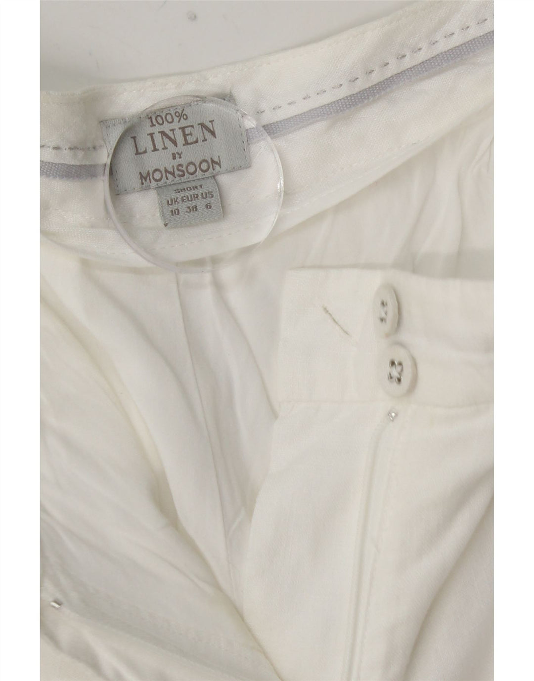 MONSOON Pantaloni chino drepți pentru femei UK 10 Small W27 L28 White Linen