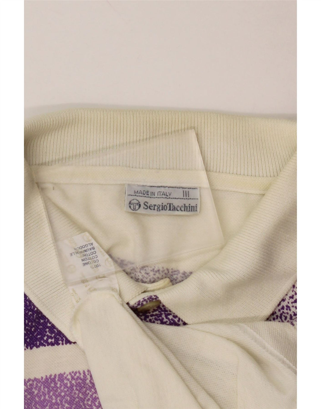 SERGIO TACCHINI Tricou polo pentru bărbați, mic din bumbac cu dungi alb