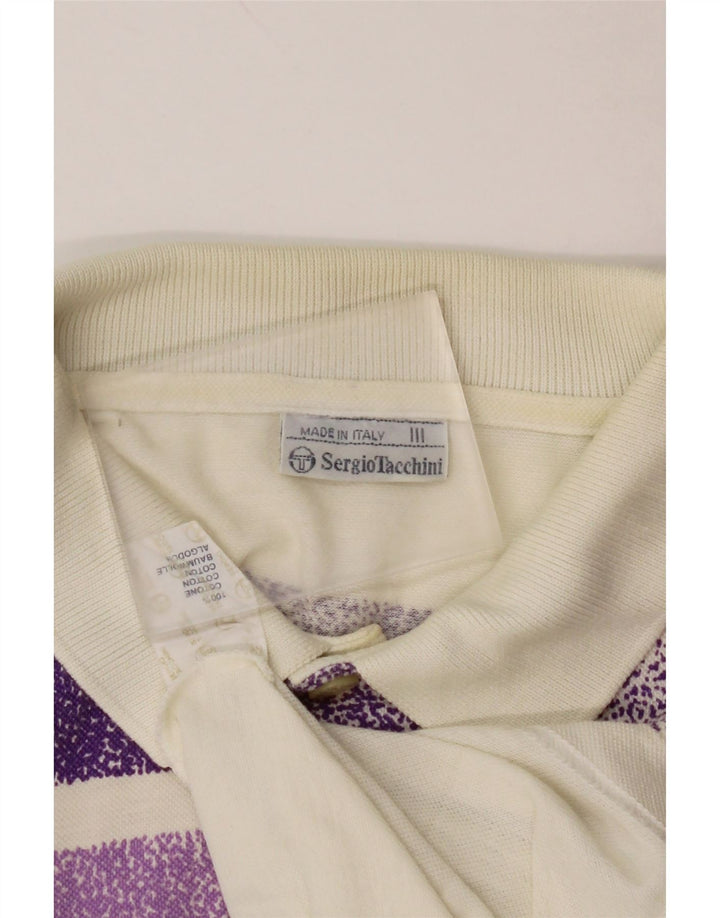 SERGIO TACCHINI Tricou polo pentru bărbați, mic din bumbac cu dungi alb