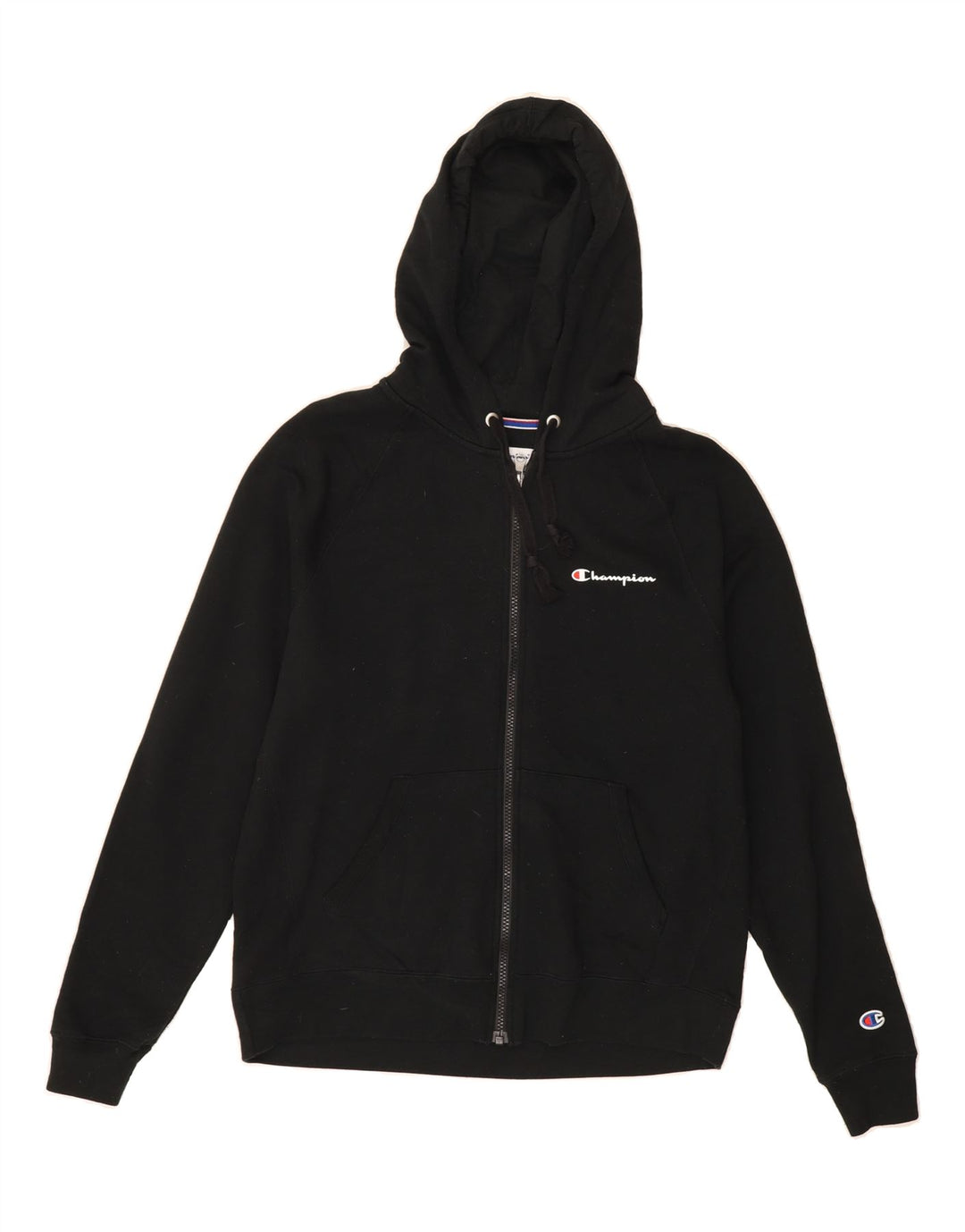 CHAMPION Mens Zip Hoodie Sweater Medium Black Polyester Vintage Champion and Second-Hand Champion from Messina Hembry 