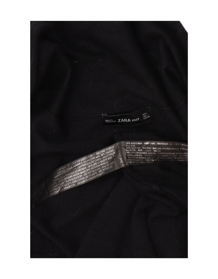 Pulover cardigan deschis pentru femei Zara UK 14 mare, negru, viscoză