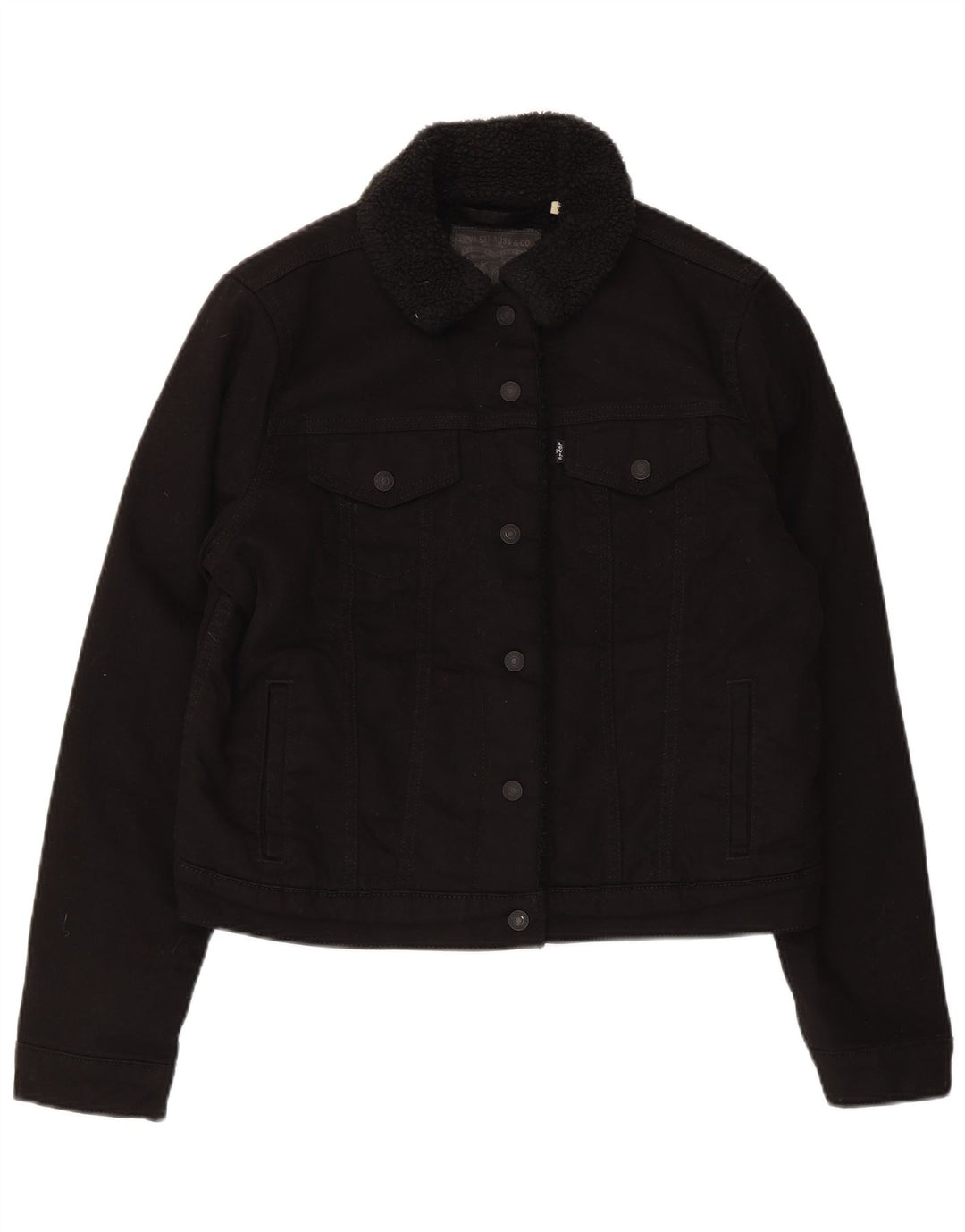 Jachetă de blugi Sherpa pentru femei Levi's UK 16, mare, negru, bumbac