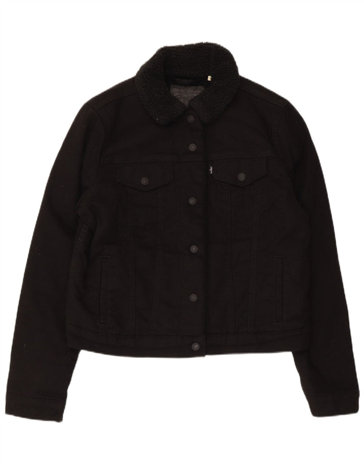 Jachetă de blugi Sherpa pentru femei Levi's UK 16, mare, negru, bumbac