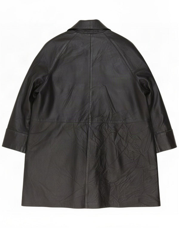Vintage haină supradimensionată din piele pentru femei IT 44 Medium Black