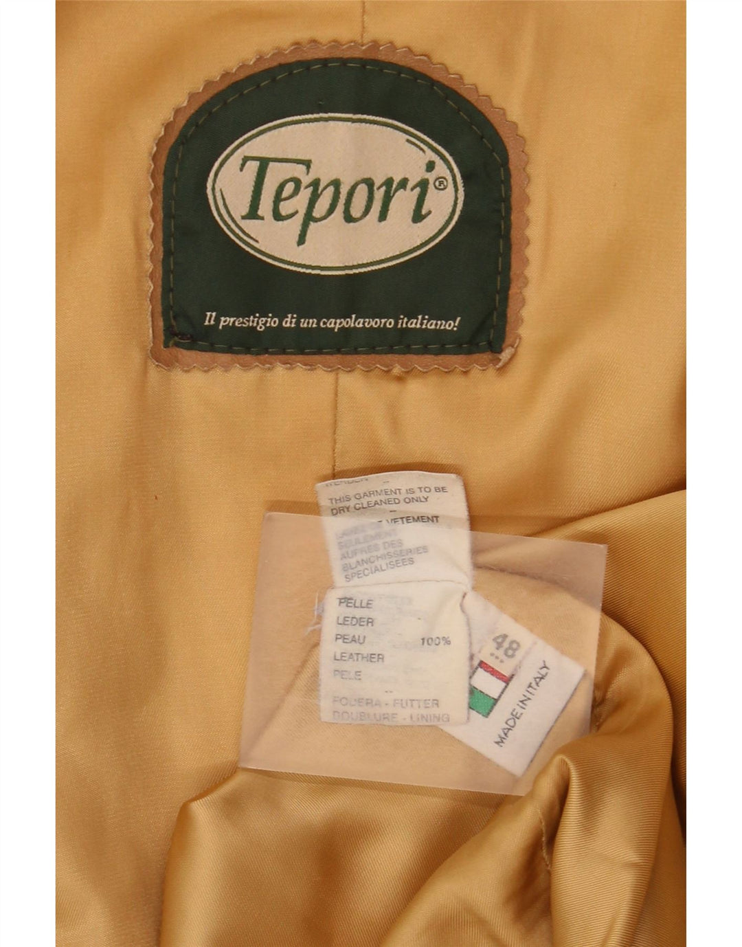 Geacă de piele vintage pentru femei IT 48 XL din piele bej