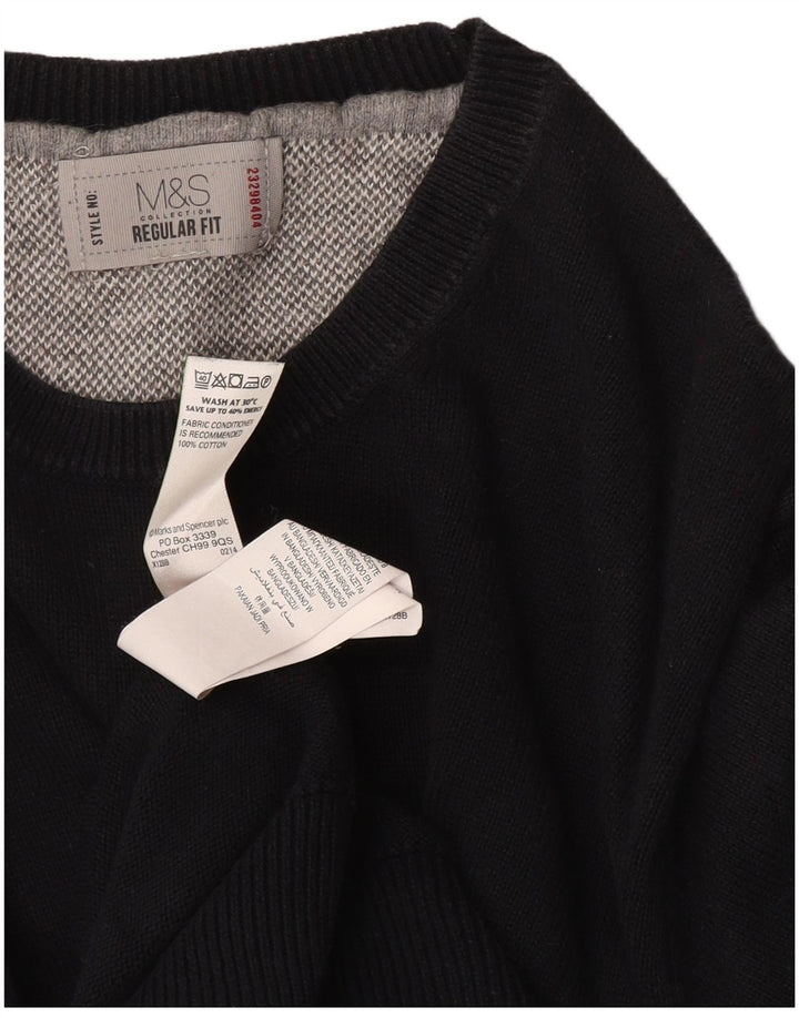 Pulover pentru bărbați Marks & Spencer, cu formă obișnuită, cu gât crew, mediu negru